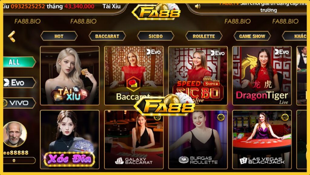 Evolution Gaming - Sòng bạc hoàng gia tại Fa88